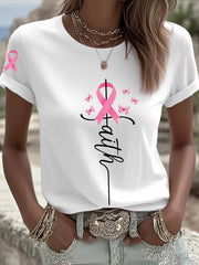 T-shirt à manches courtes Faith Pink Ribbon Women's Breast Cancer Awareness