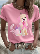 T-shirt de soutien de sensibilisation au cancer du sein ruban rose chien rose femme