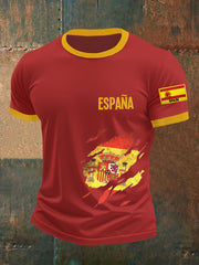 T-shirt brodé drapeau espagnol pour homme
