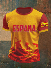 T-shirt brodé drapeau espagnol pour homme