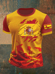 T-shirt brodé drapeau espagnol pour homme