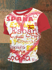 T-shirt brodé drapeau espagnol pour homme