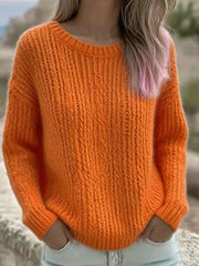 Couleur unie Casual Crew Neck Top des femmes