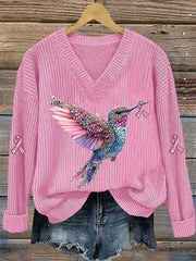 Haut Décontracté Femme Rose Ruban Imprimé Sensibilisation Au Cancer Du Sein