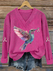 Haut Décontracté Femme Rose Ruban Imprimé Sensibilisation Au Cancer Du Sein