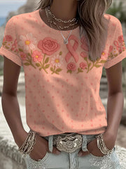 T-shirt Décontracté Femme Rose Imprimé Floral