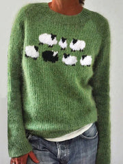 Chandail islandais ras du cou des femmes Loose Pullover