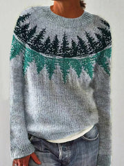 Chandail islandais ras du cou des femmes Loose Pullover