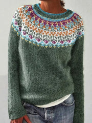 Chandail islandais ras du cou des femmes Loose Pullover