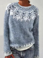 Chandail islandais ras du cou des femmes Loose Pullover