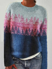 Chandail islandais ras du cou des femmes Loose Pullover