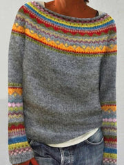 Chandail islandais ras du cou des femmes Loose Pullover