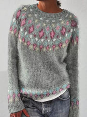 Chandail islandais ras du cou des femmes Loose Pullover