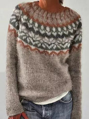 Chandail islandais ras du cou des femmes Loose Pullover