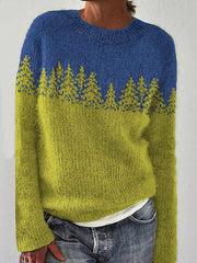 Chandail islandais ras du cou des femmes Loose Pullover