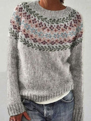 Chandail islandais ras du cou des femmes Loose Pullover