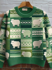 Pull en tricot confortable à motif de mouton mignon pour femmes