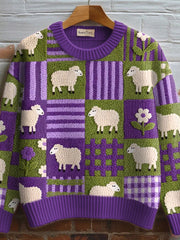 Pull en tricot confortable à motif de mouton mignon pour femmes