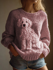 Pull en tricot confortable en feutre pour chien Fuzzy Vintage Femme