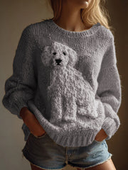 Pull en tricot confortable en feutre pour chien Fuzzy Vintage Femme