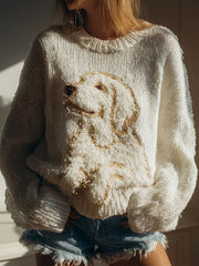 Fuzzy Golden Retriever Chien Feutre Cozy Pull Femme