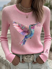 Top Décontracté Imprimé Ruban Rose Pour Femme