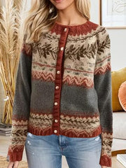 Pull islandais décontracté pour femmes Comfort Pearl Button Cardigan en tricot