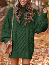 Chunky Tricot Col Rond Pull Robe Femme