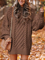 Chunky Tricot Col Rond Pull Robe Femme