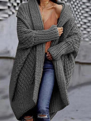 Femme Batwing manches Chunky Knit Cardigan Pull
