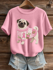 Beau Pug des femmes a senti le dessus en tricot confortable d'art