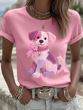 T-shirt de soutien de sensibilisation au cancer du sein ruban rose chien rose femme