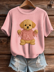 Pull Femme Rose Imprimé Sensibilisation Au Cancer Du Sein