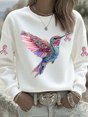 Sweatshirt Femme Rose Imprimé Colibri