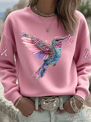 Sweatshirt Femme Rose Imprimé Colibri