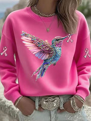 Sweatshirt Femme Rose Imprimé Colibri