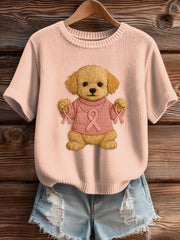 Pull Femme Rose Imprimé Sensibilisation Au Cancer Du Sein