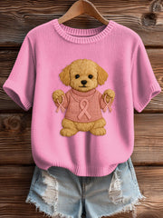 Pull Femme Rose Imprimé Sensibilisation Au Cancer Du Sein