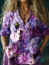 Chemise Femme Violet Imprimé Alzheimer Floral