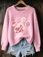 Haut Décontracté Femme Rose Imprimé Patte De Chien