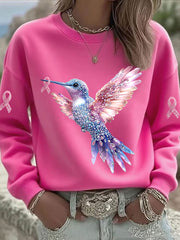 Sweatshirt Femme Rose Imprimé Colibri