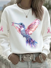 Sweatshirt Femme Rose Imprimé Colibri