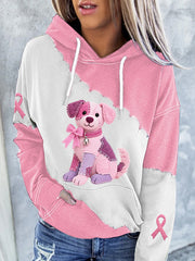 Hoodie rose de soutien de conscience de cancer du sein de ruban rose de chien des femmes