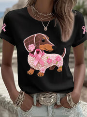 T-shirt Décontracté Femme Imprimé Ruban Rose