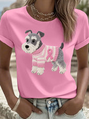 T-shirt à motif de chien Schnauzer Art pour femmes