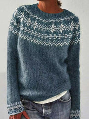 Chandail islandais ras du cou des femmes Loose Pullover