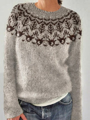 Chandail islandais ras du cou des femmes Loose Pullover