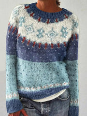 Chandail islandais ras du cou des femmes Loose Pullover