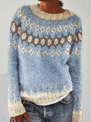 Chandail islandais ras du cou des femmes Loose Pullover