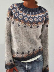 Chandail islandais ras du cou des femmes Loose Pullover